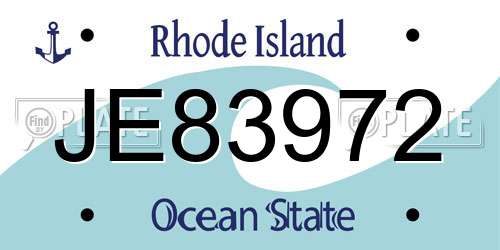 JE83972 Rhode Island License Plate