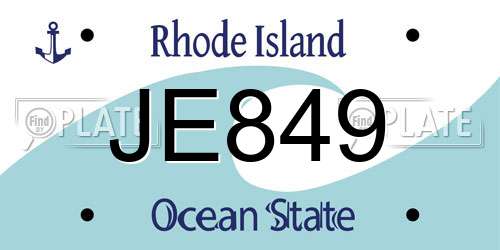 JE849 Rhode Island License Plate