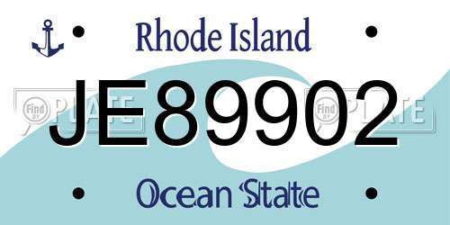 JE89902 Rhode Island License Plate
