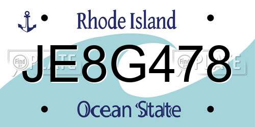 JE8G478 Rhode Island License Plate