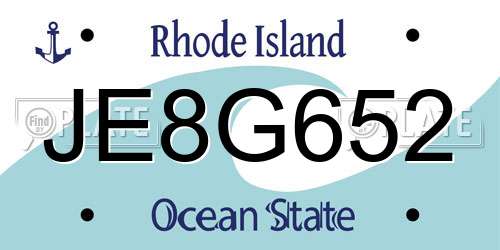JE8G652 Rhode Island License Plate