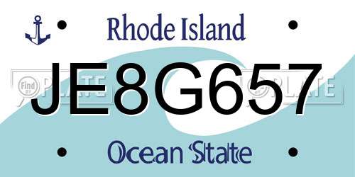 JE8G657 Rhode Island License Plate