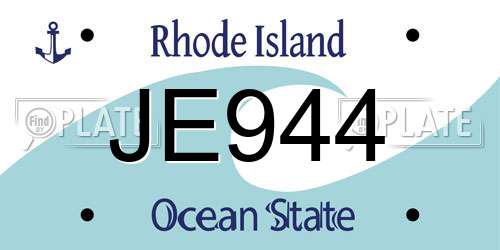 JE944 Rhode Island License Plate