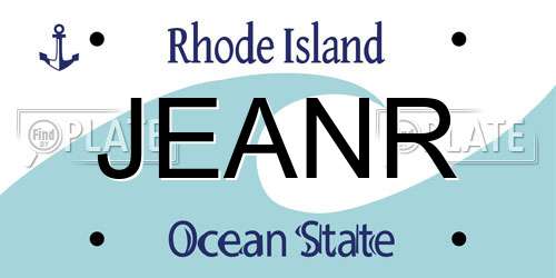 JEANR Rhode Island License Plate