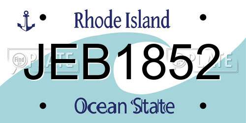 JEB1852 Rhode Island License Plate