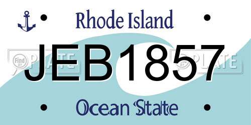 JEB1857 Rhode Island License Plate