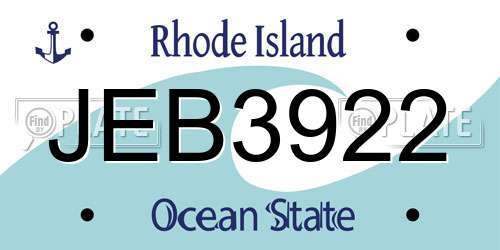 JEB3922 Rhode Island License Plate