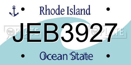 JEB3927 Rhode Island License Plate