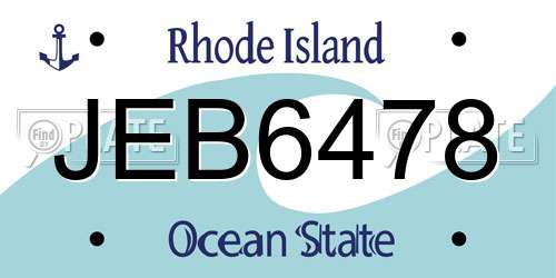 JEB6478 Rhode Island License Plate