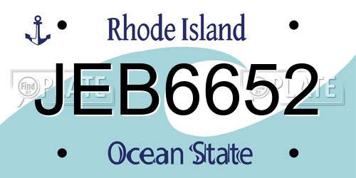 JEB6652 Rhode Island License Plate