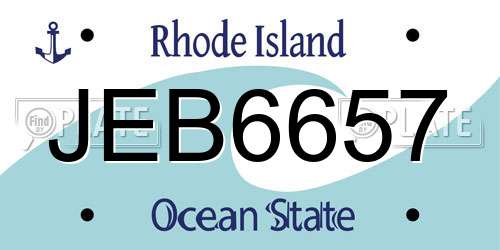 JEB6657 Rhode Island License Plate