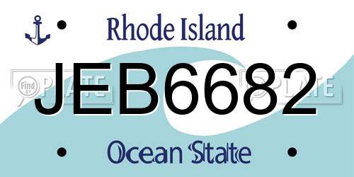 JEB6682 Rhode Island License Plate