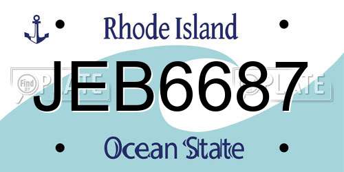 JEB6687 Rhode Island License Plate