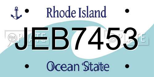 JEB7453 Rhode Island License Plate