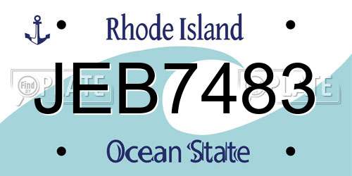 JEB7483 Rhode Island License Plate