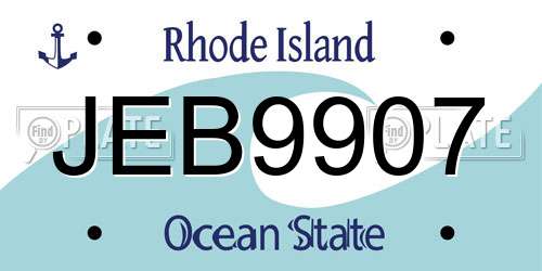 JEB9907 Rhode Island License Plate