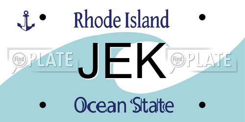 JEK Rhode Island License Plate