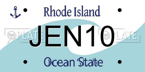 JEN10 Rhode Island License Plate