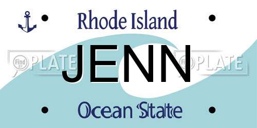 JENN Rhode Island License Plate