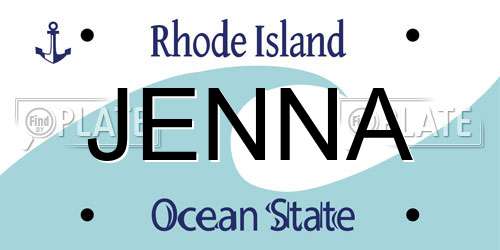 JENNA Rhode Island License Plate