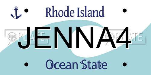 JENNA4 Rhode Island License Plate