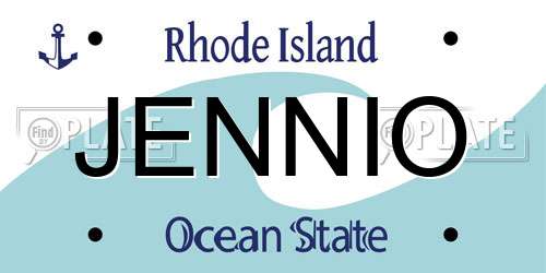 JENNIO Rhode Island License Plate