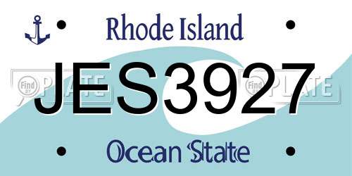 JES3927 Rhode Island License Plate