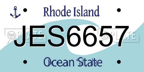 JES6657 Rhode Island License Plate