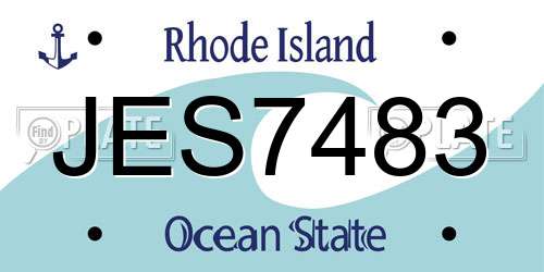 JES7483 Rhode Island License Plate