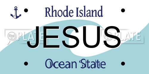 JESUS Rhode Island License Plate