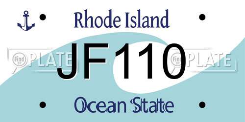 JF110 Rhode Island License Plate