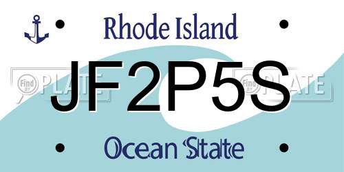 JF2P5S Rhode Island License Plate