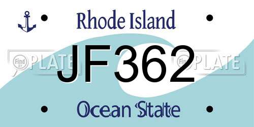 JF362 Rhode Island License Plate
