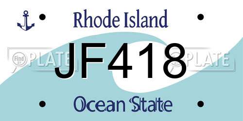 JF418 Rhode Island License Plate