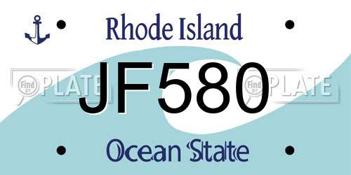 JF580 Rhode Island License Plate