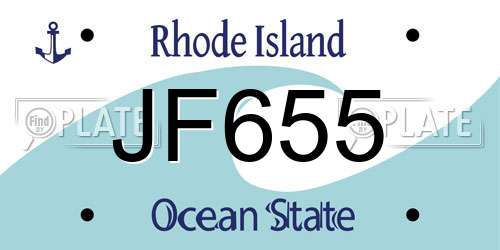 JF655 Rhode Island License Plate