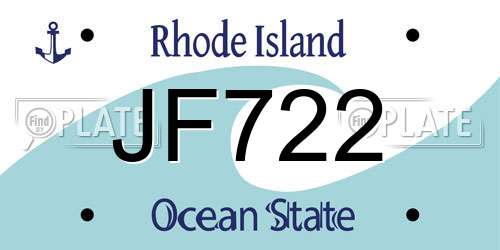 JF722 Rhode Island License Plate