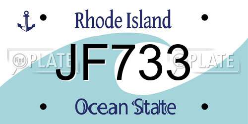 JF733 Rhode Island License Plate