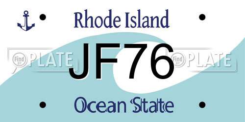 JF76 Rhode Island License Plate