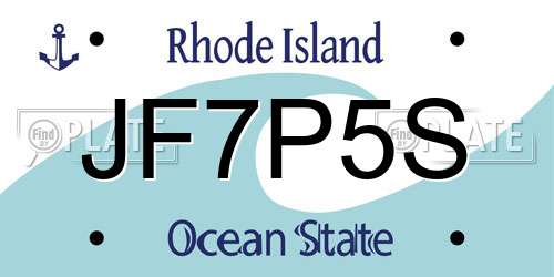 JF7P5S Rhode Island License Plate