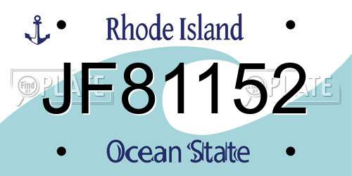 JF81152 Rhode Island License Plate