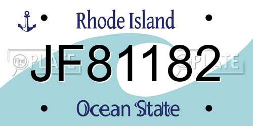 JF81182 Rhode Island License Plate