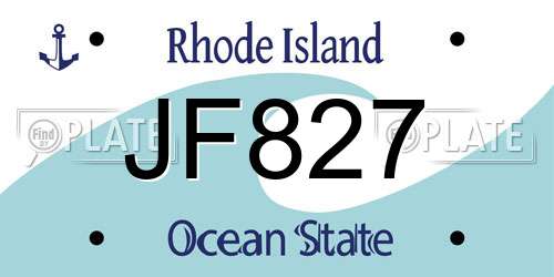 JF827 Rhode Island License Plate