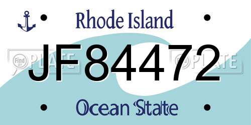 JF84472 Rhode Island License Plate