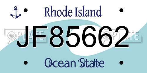 JF85662 Rhode Island License Plate