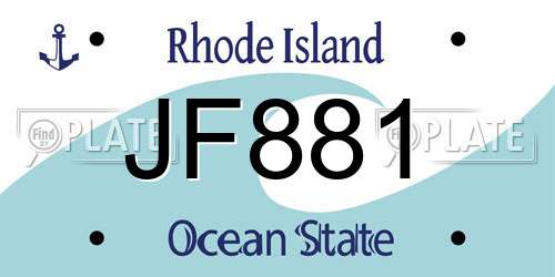 JF881 Rhode Island License Plate
