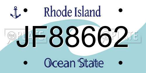 JF88662 Rhode Island License Plate
