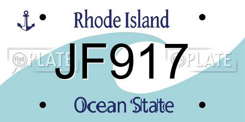 JF917 Rhode Island License Plate