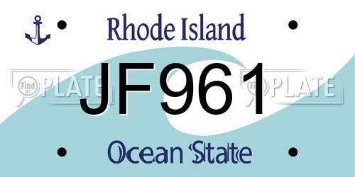 JF961 Rhode Island License Plate