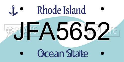 JFA5652 Rhode Island License Plate